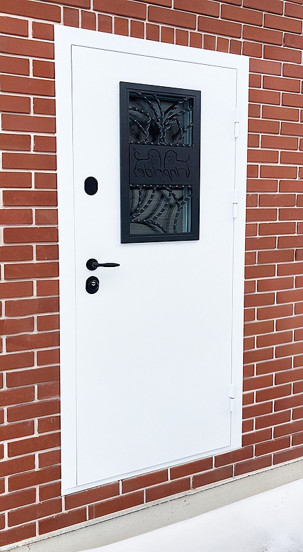 Дверь белого цвета с ковкой Дверь белого цвета с ковкой