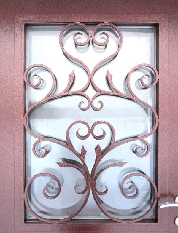 Дверь порошковое напыление с ковкой и стеклом Дверь порошковое напыление с ковкой и стеклом