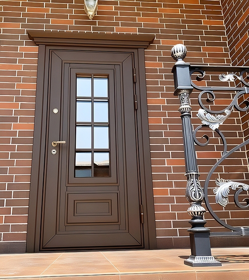 Коричневая дверь с карнизом Коричневая дверь с карнизом