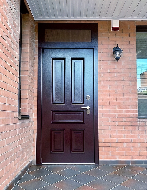 Металлобагетная дверь с фрамугой Металлобагетная дверь с фрамугой