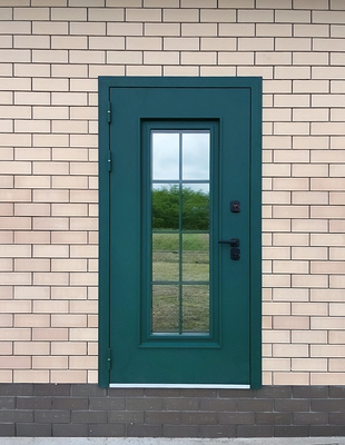 Остекленная дверь зеленого цвета