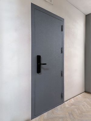 Серая порошковая дверь с «умным» замком